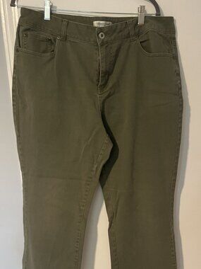 Coldwater Creek olive green denim bootcut jeans for women natural fit size 16